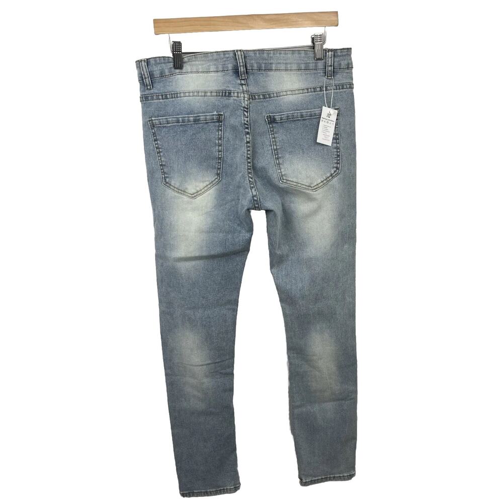 Mens Ripped Distressed Denim Pants Jeans Skinny Slim Fit Stretch Trousers Sz. 32 - Picture 2 of 8